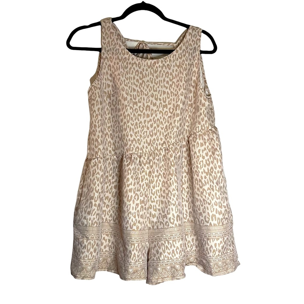 Princess Polly Romper Animal Print Size 4 Linen Blend